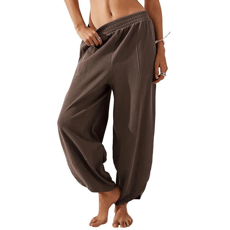 LuxeFlow – Women’s Wide Leg Palazzo Harem Pants – Coffee / XS