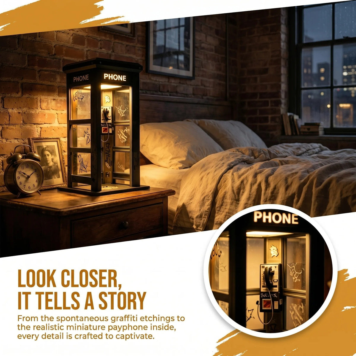 NoirBooth Glow - Vintage Phone Booth Ambient Lamp – image 7