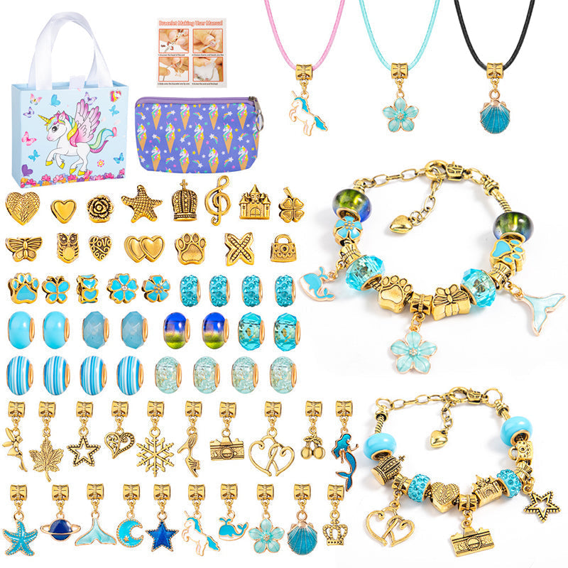 Charmella – Girls Charm Bracelet Making Kit – Blue-Gold