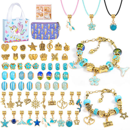 Charmella – Girls Charm Bracelet Making Kit – Blue-Gold