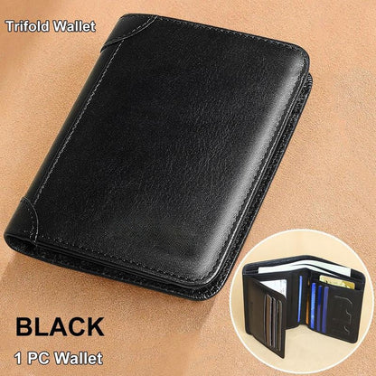 LumeVault – Premium Top-Grain Leather Security Wallet – Black