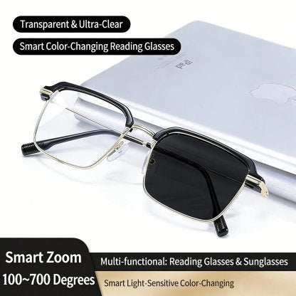 TitanView – Adaptive Blue-Light Presbyopic Glasses – Smart Zoom [ +1.0~+7.0 prescription ] / Gold / Gold