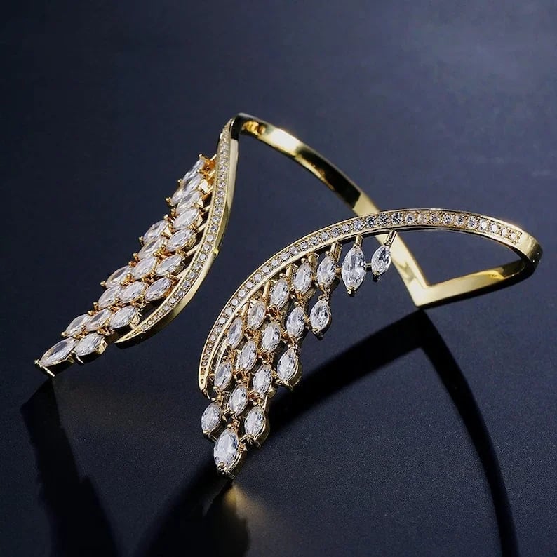 AngelAura – Adjustable Angel Wings Jewelry – Gold / Ring + bracelet / Adjustable