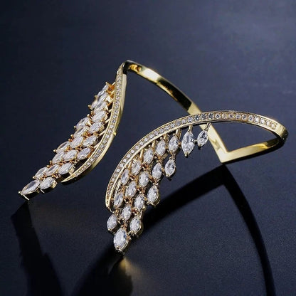 AngelAura – Adjustable Angel Wings Jewelry – Gold / Ring + bracelet / Adjustable
