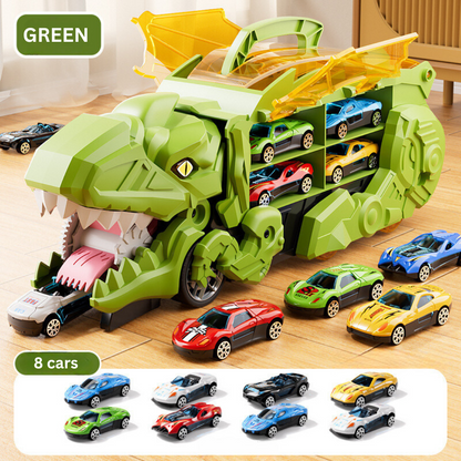 RaptorRace – Dino Car Swallowing Truck Set – Green (8 Cars)