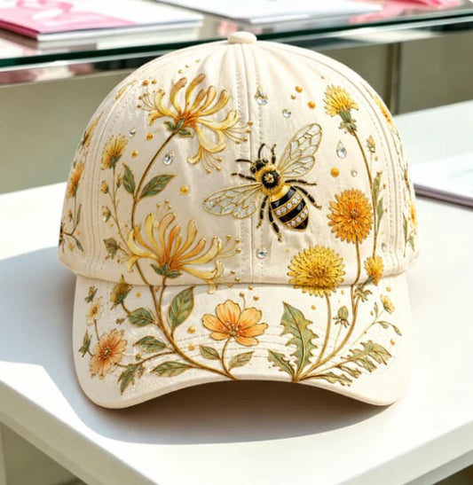 FloraBee – Aesthetic Garden Cap – Honeybee Wildflower / One Size Fits Most