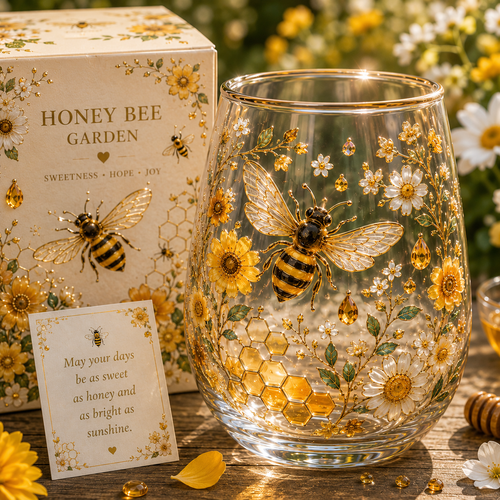 HoneyGlow Garden - Bee Glass Tea Cup – No Handle / BUY 1