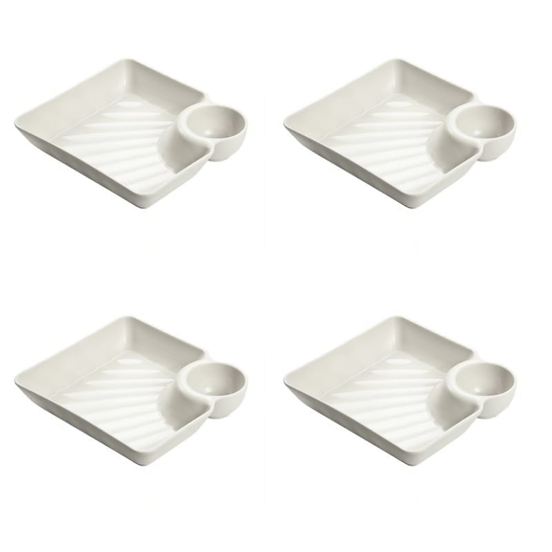 DipMate – Smart Sauce Separated Plate – White *4