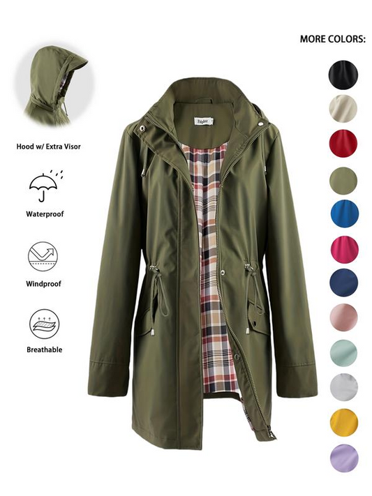 Rainelle – Hooded Windproof Jacket – Green / S