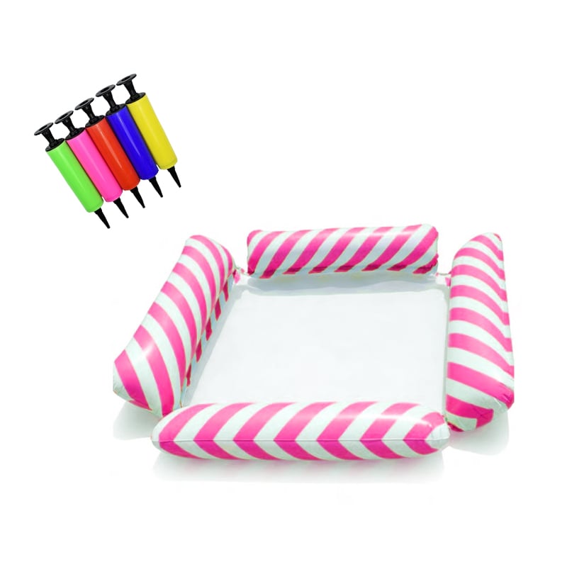 SunFloat Elite – Water Relax Hammock – diagonal stripes - rose red