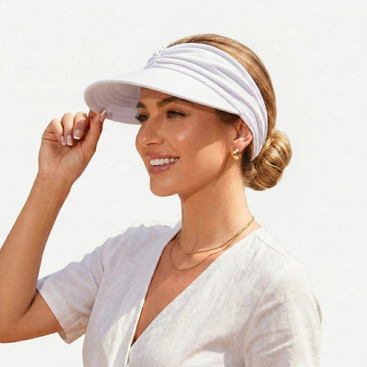 SunPony – UPF 50+ Ponytail Sun Visor Hat – White