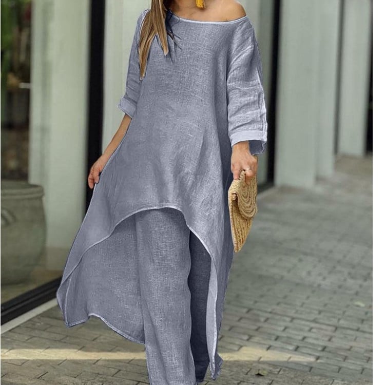 PureComfort Set – Round Neck Two-Piece Wear – Grey / UK 8-10/S