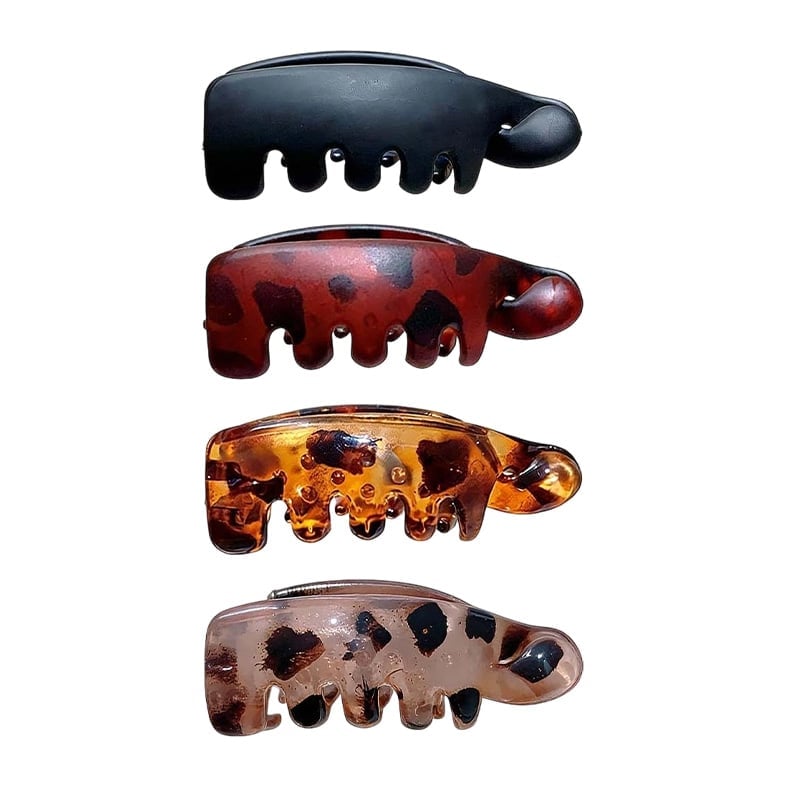 BananaGrip – Non-Slip Banana Hair Clip – Crystal Gray+Tortoise Brown+Black+Leopard Tan(Save $5)