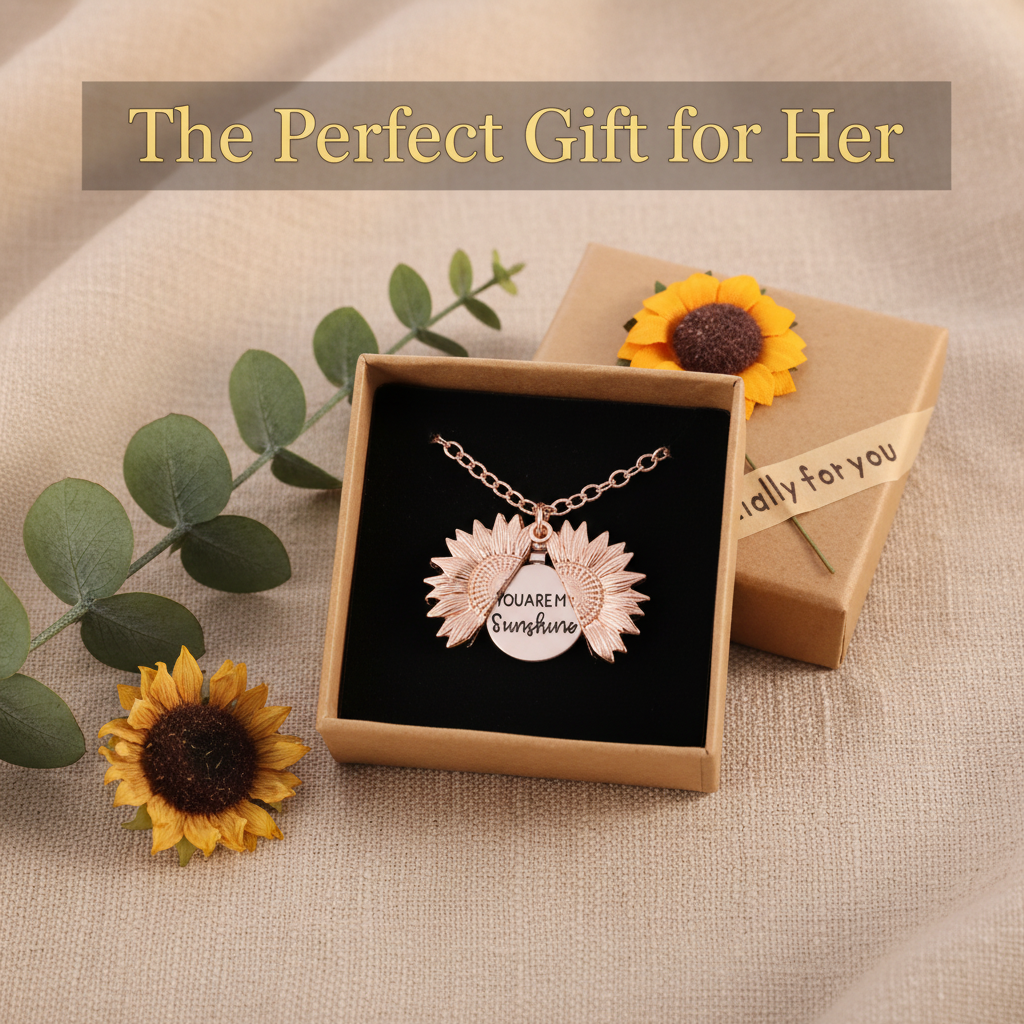PureSun – “You Are My Sunshine” Necklace Gift Set – Rose Gold (With Gift Box)