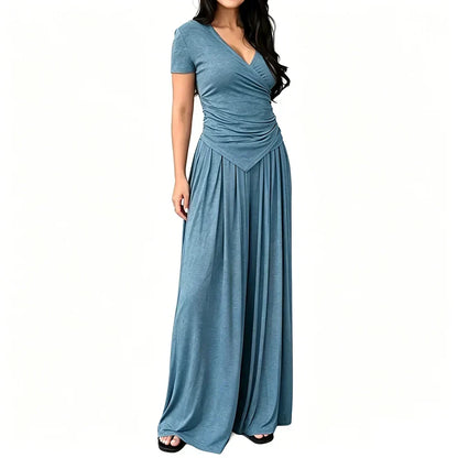 MaisonLuxe – Sophisticated Wrap Top & Wide Leg Pants Set – image 12