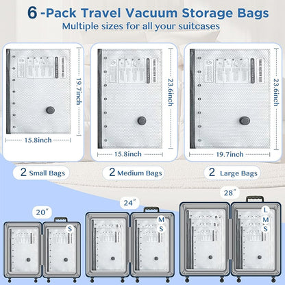 PackEase – Cordless Travel Storage Vacuum Bags – Bags / 6 (2S+2M+2L)