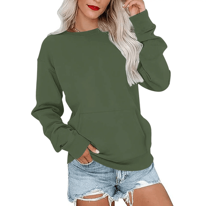 CozyCore – Women’s Crewneck Hoodless Sweatshirt – Dark Olive / S