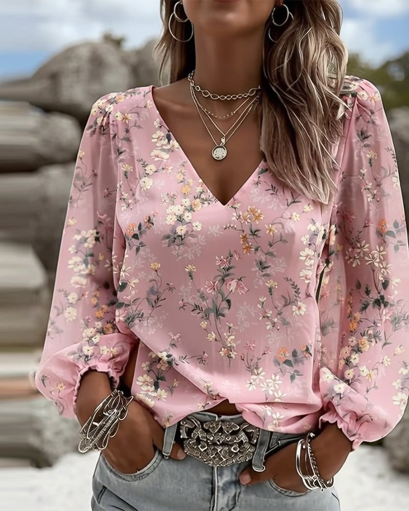 LunaPuff Chic – V-Neck Casual Blouse – image 10