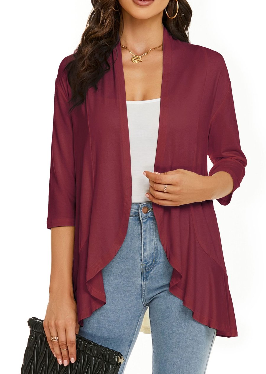 SoftDrape – Lightweight Open Front Cardigan – peony / S（US 4-6）