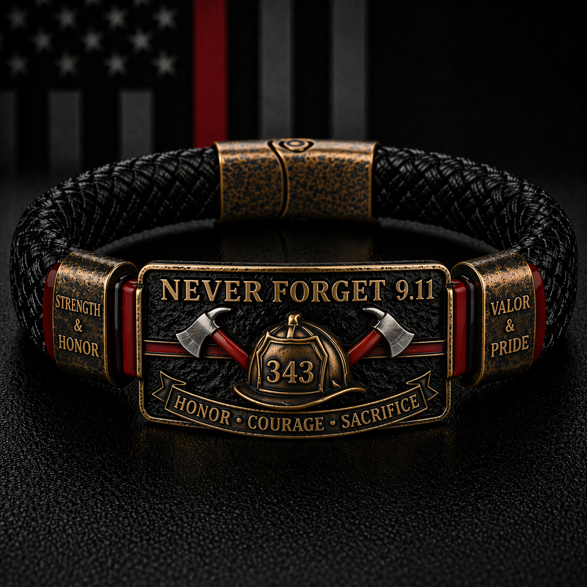 RedLineValor – Firefighter Pride Wristband – Never Forget 9/11