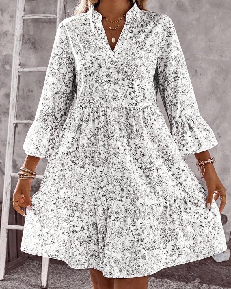 BloomLayer – Floral Tiered V-Neck Dress – image 10
