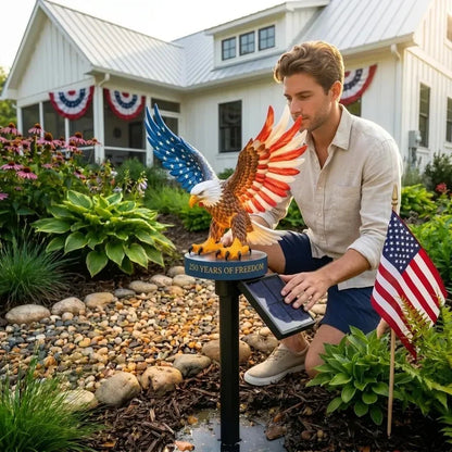 PatriotFlame – Solar Eagle Yard Stake – COMBO ( LAND OF THE FREE + 250 YEARS OF FREEDOM)