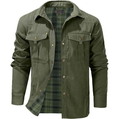 VistaWork – Versatile Flannel-Lined Utility Shacket – Army Green / S
