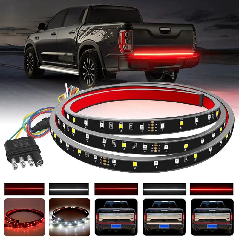 TailGlowPro – LED Tailgate Light Strip – Double Rows (White+Red) / Buy 1