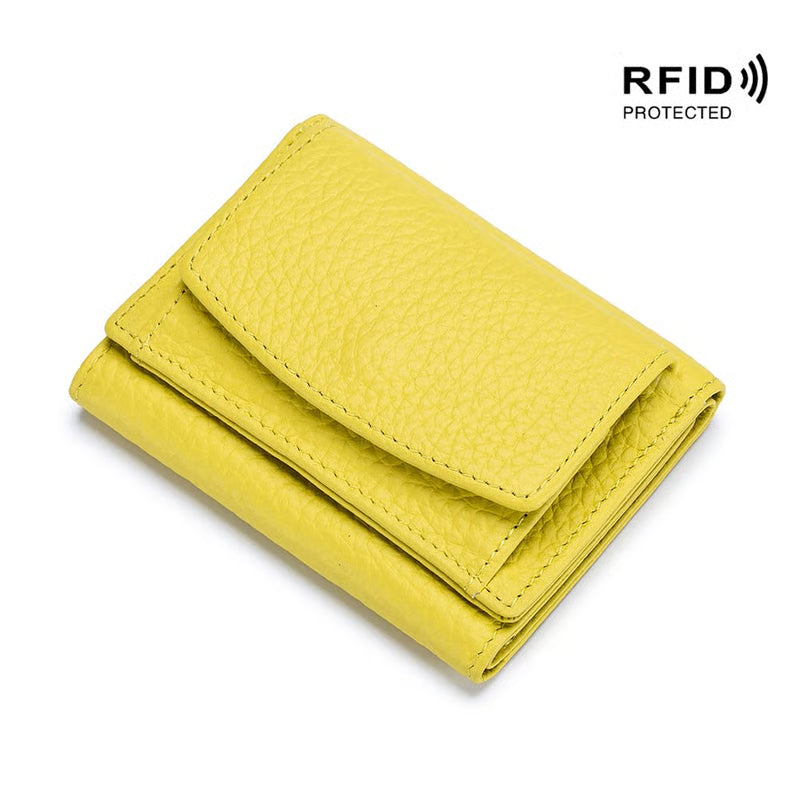 AuraVault - Premium Leather RFID Wallet – Yellow