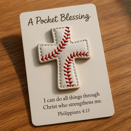 SpiritGame – Pocket Blessing Baseball Cross Charm – Baseball / BUY 1