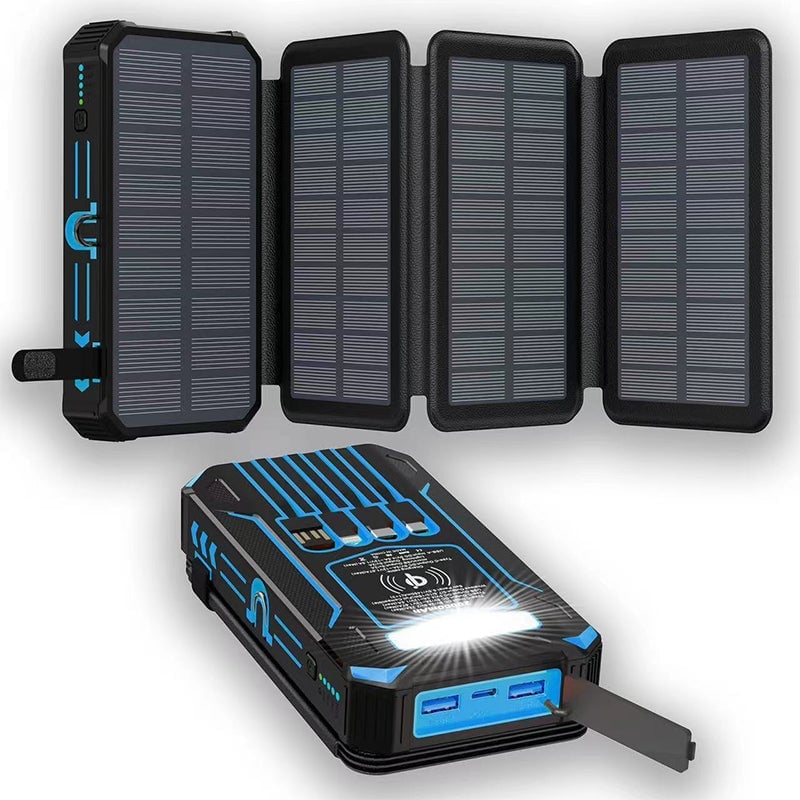 PhotonCharge - Foldable Solar Pack – Black Blue 20000mAh (5V/2.4A with 5W wireless charging)