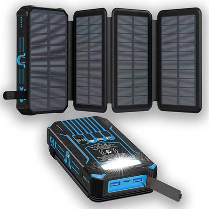PhotonCharge - Foldable Solar Pack – Black Blue 20000mAh (5V/2.4A with 5W wireless charging)