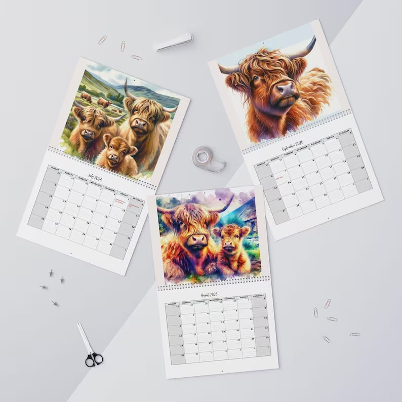 HighlandHugs – 2026 Cute Highland Cow Wall Calendar – image 4