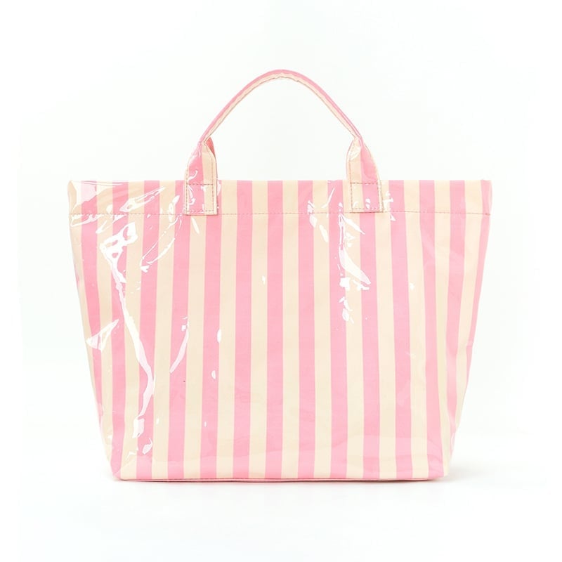 CarryWave – Durable Canvas Striped Tote Bag – Beige and pink stripes