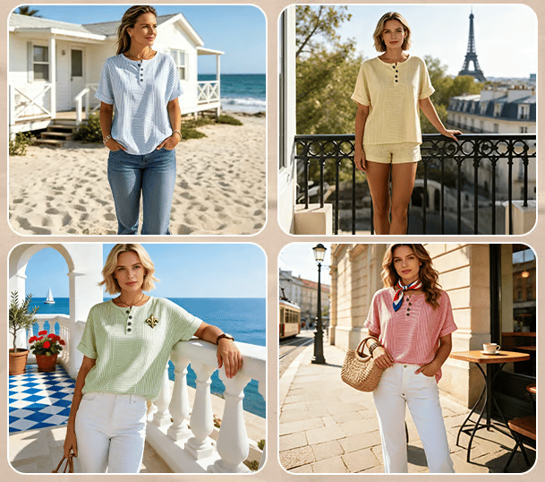 LunaWear – Round Neck Short Sleeve Blouse – image 16