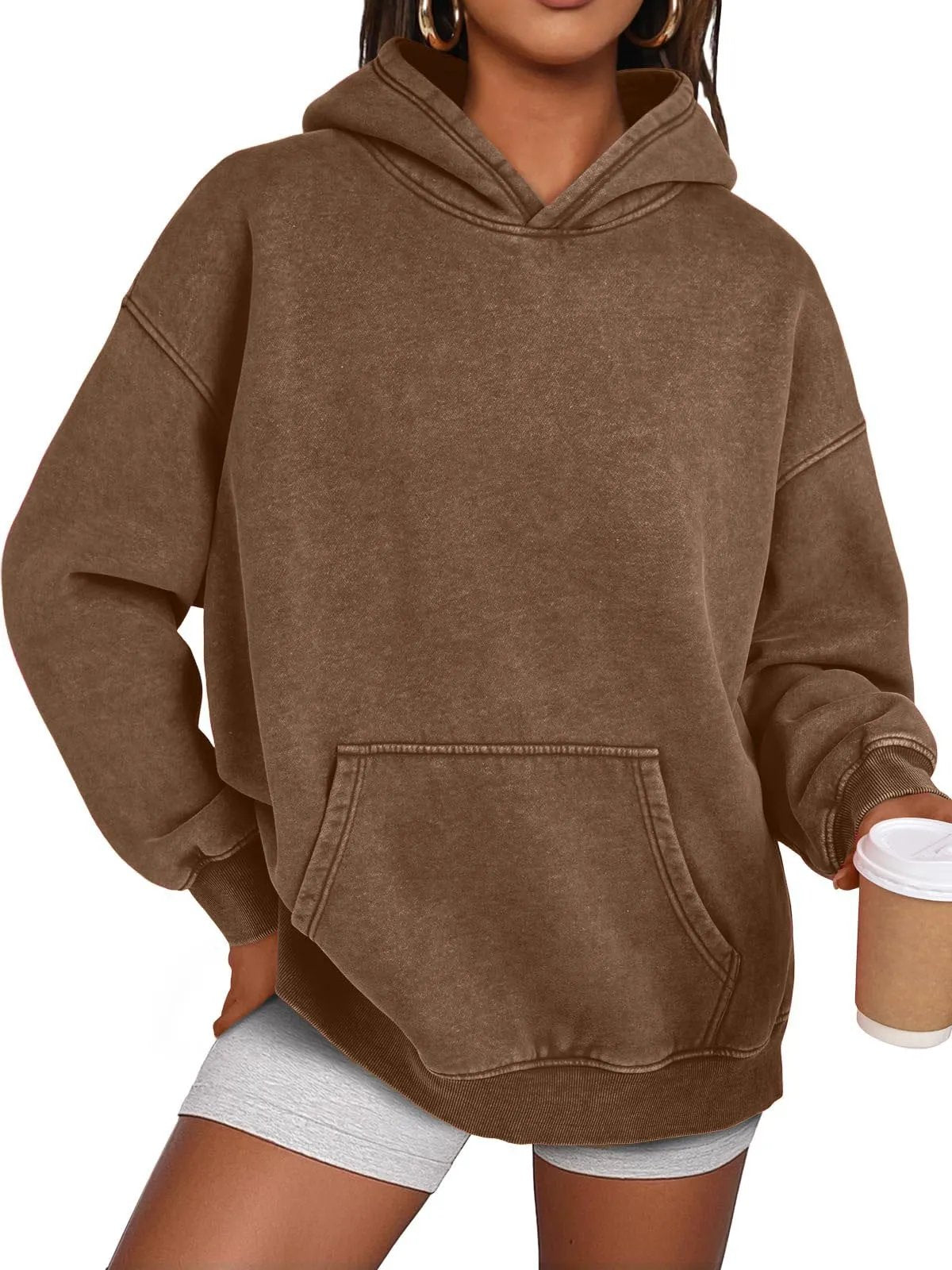 RetroVibe – Acid Wash Pullover – Brown / S
