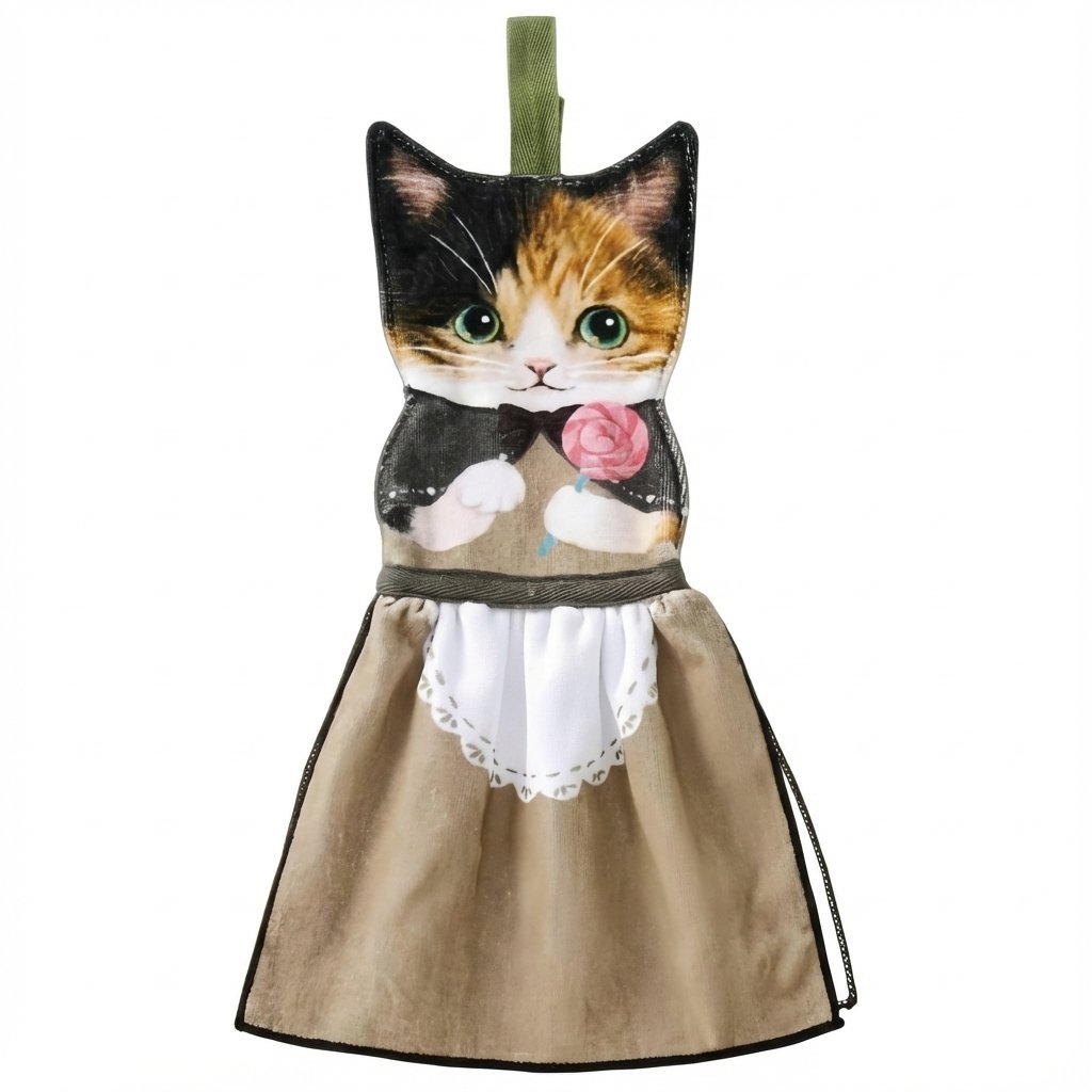 PurrfectlyClean – Humorous Cat Print Hand Towels – Gentle Waiter Cat