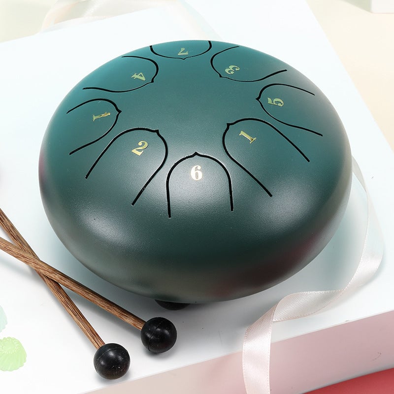 NatureBeat – Outdoor Steel Rain Drum with Finger Picks – Dark Green (6'')