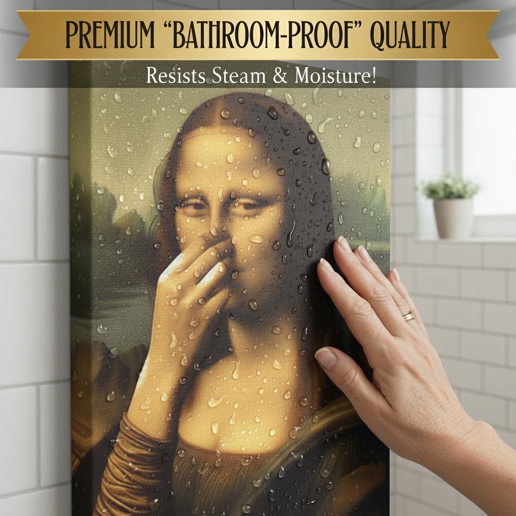 Renaissance Lady Holding Nose Bathroom Canvas Art – image 2