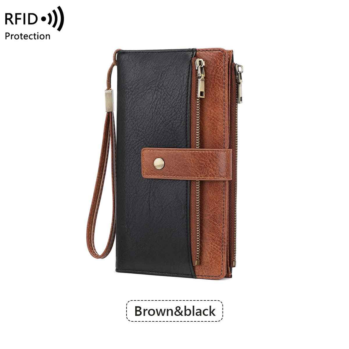 LumeFold – Multi-Compartment Compact Wallet – Brown With Black