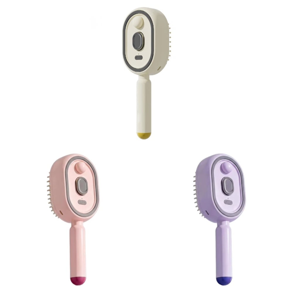 MistAura – Scalp Massage Hair Brush – White+Pink+Purple