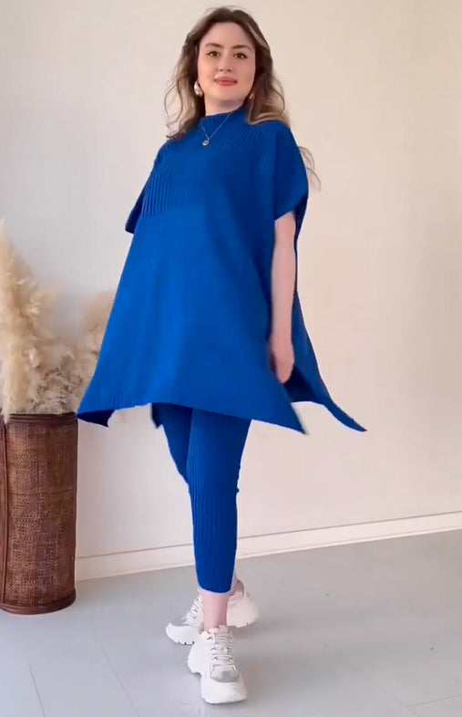 ChillChic – Effortless Casual Knit Ensemble – Navy Blue / M