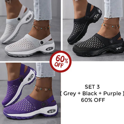 VistaWalk – Pressure-Reducing Orthopedic Clogs – Set 3 (Grey + Black + Purple) / 5.5