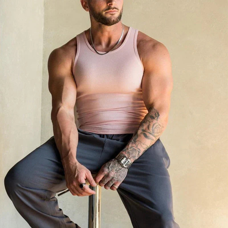 PowerWear | Men’s Casual Sleeveless T-Shirt – Pink / M