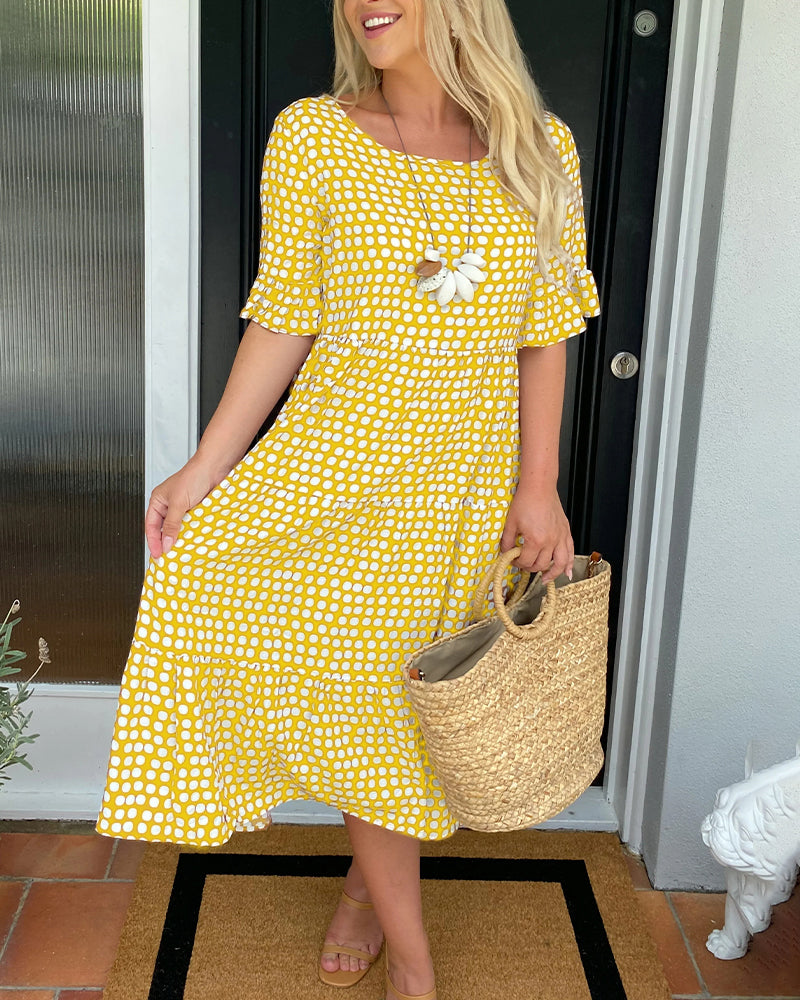 EveCharm – Polka Dot Round Neck Midi Dress – image 23