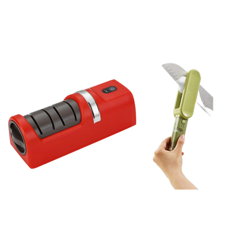 RazorTune – Multi-Function Sharpener – Red / Knife Sharpener + Multi-Tool Brush