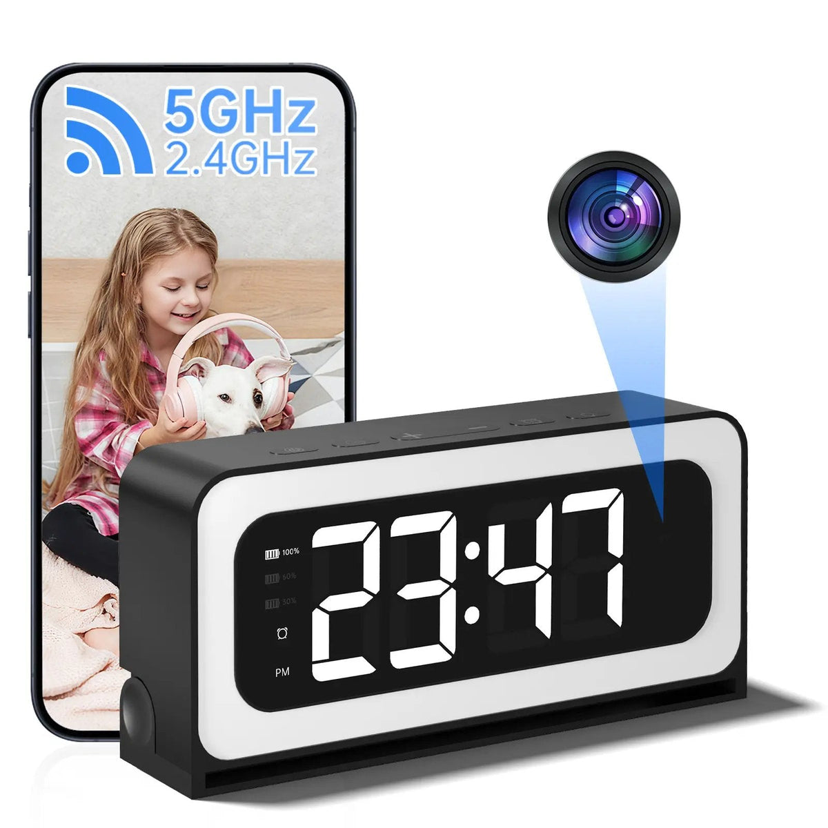 SpyraTech – Smart Alarm Clock Camera with Dual WiFi – image 3
