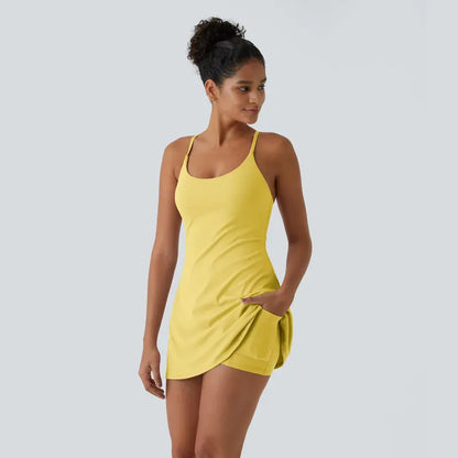 SoftMove – Plush Easy Peezy Active Wear Dress – Crisp Yellow / XS(0 - 2)