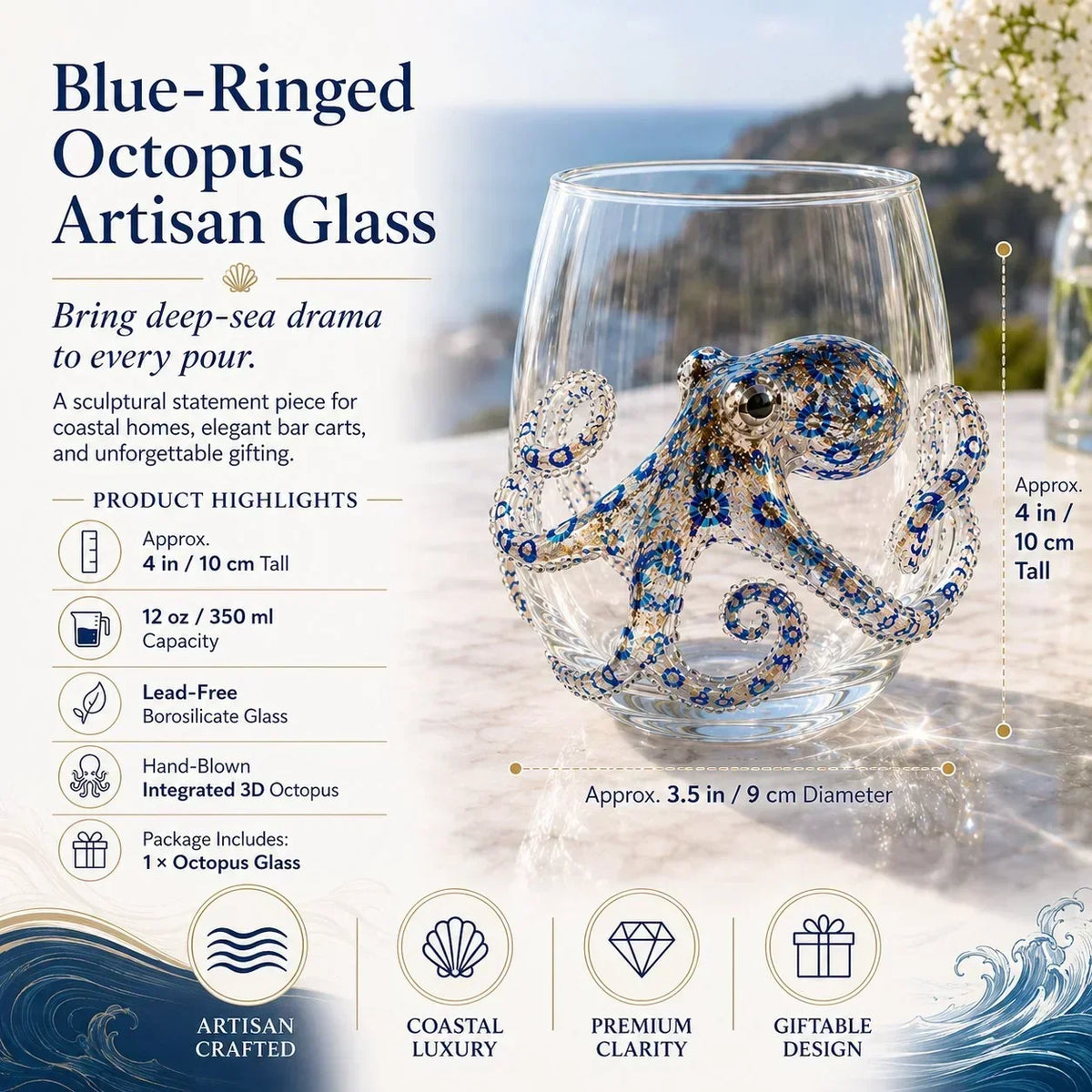 OceanGlow – Blue Ringed Octopus Artisan Glass – image 10
