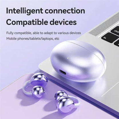 AuraSonic – Ultra-Light Transparent Bluetooth Earphones – Purple / No Jewelry